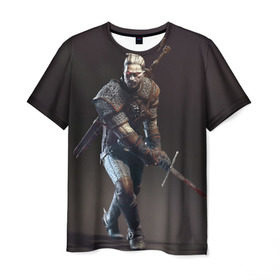 Мужская футболка 3D с принтом Witcher 3 , 100% полиэфир | прямой крой, круглый вырез горловины, длина до линии бедер | gerald | wild hunt | witcher | ведьмак | геральд | дикая охота