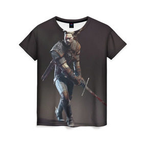 Женская футболка 3D с принтом Witcher 3 , 100% полиэфир ( синтетическое хлопкоподобное полотно) | прямой крой, круглый вырез горловины, длина до линии бедер | gerald | wild hunt | witcher | ведьмак | геральд | дикая охота