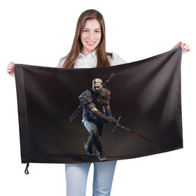 Флаг 3D с принтом Witcher 3 , 100% полиэстер | плотность ткани — 95 г/м2, размер — 67 х 109 см. Принт наносится с одной стороны | gerald | wild hunt | witcher | ведьмак | геральд | дикая охота