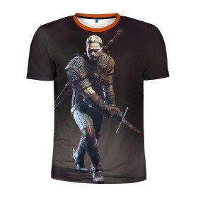 Мужская футболка 3D спортивная с принтом Witcher 3 , 100% полиэстер с улучшенными характеристиками | приталенный силуэт, круглая горловина, широкие плечи, сужается к линии бедра | gerald | wild hunt | witcher | ведьмак | геральд | дикая охота