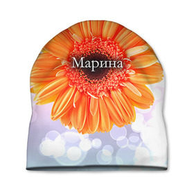 Шапка 3D с принтом Марина , 100% полиэстер | универсальный размер, печать по всей поверхности изделия | девушке | имя | любимой | марина | подарок | подарок любимой | подарок на 8 марта | подарок на день рождения | с 8 марта | цветок | цветы