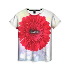 Женская футболка 3D с принтом Елена , 100% полиэфир ( синтетическое хлопкоподобное полотно) | прямой крой, круглый вырез горловины, длина до линии бедер | девушке | елена | имя | лена | любимой | подарок | подарок любимой | подарок на 8 марта | подарок на день рождения | с 8 марта | цветок | цветы
