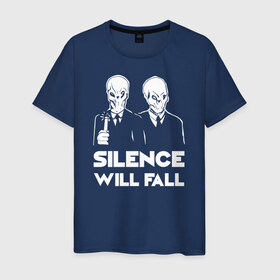 Мужская футболка хлопок с принтом THE SILENCE. , 100% хлопок | прямой крой, круглый вырез горловины, длина до линии бедер, слегка спущенное плечо. | doctor who | silence | tardis | доктор кто | тардис | тишина