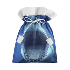 Подарочный 3D мешок с принтом Белая акула , 100% полиэстер | Размер: 29*39 см | Тематика изображения на принте: shark | море | синий