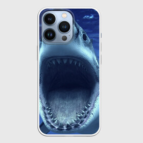 Чехол для iPhone 13 Pro с принтом Белая акула ,  |  | shark | море | синий