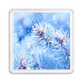 Магнит 55*55 с принтом Снежные иголки , Пластик | Размер: 65*65 мм; Размер печати: 55*55 мм | дед мороз | елка | ель | зима | иголки | новый год | снег