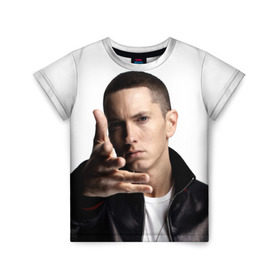 Детская футболка 3D с принтом Eminem , 100% гипоаллергенный полиэфир | прямой крой, круглый вырез горловины, длина до линии бедер, чуть спущенное плечо, ткань немного тянется | eminem | music | rap | usa | музыка | рэп | сша | эминем