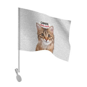 Флаг для автомобиля с принтом Самая милая , 100% полиэстер | Размер: 30*21 см | киса | кот | котенок | котик | кошечка | кошка | красивая | милая | самая
