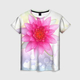 Женская футболка 3D с принтом Цветок 6 , 100% полиэфир ( синтетическое хлопкоподобное полотно) | прямой крой, круглый вырез горловины, длина до линии бедер | 
