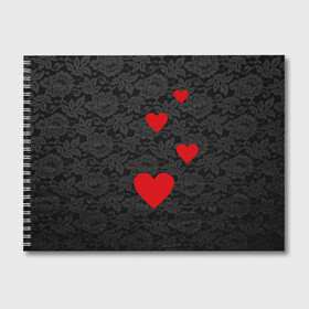 Альбом для рисования с принтом Кружево и сердца , 100% бумага
 | матовая бумага, плотность 200 мг. | Тематика изображения на принте: dg | dolce | gabbana | габбана | дольче | любовь | сердечко