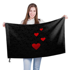 Флаг 3D с принтом Кружево и седца , 100% полиэстер | плотность ткани — 95 г/м2, размер — 67 х 109 см. Принт наносится с одной стороны | dg | dolce | gabbana | габбана | дольче | любовь | сердечко