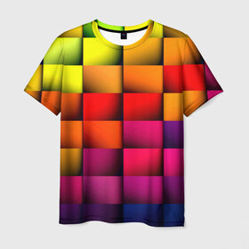 Мужская футболка 3D с принтом Кубики , 100% полиэфир | прямой крой, круглый вырез горловины, длина до линии бедер | текстуры | цветные