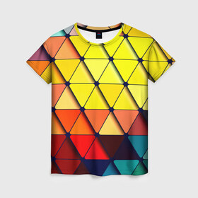 Женская футболка 3D с принтом Треугольник , 100% полиэфир ( синтетическое хлопкоподобное полотно) | прямой крой, круглый вырез горловины, длина до линии бедер | абстракции | мозаика | прикольные | текстуры | треугольник