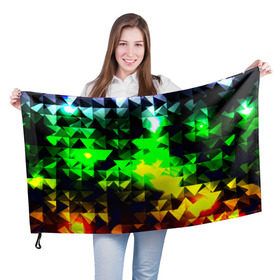 Флаг 3D с принтом Сrystal , 100% полиэстер | плотность ткани — 95 г/м2, размер — 67 х 109 см. Принт наносится с одной стороны | Тематика изображения на принте: green | абстракции | гранж | мозаика | стекло | текстуры