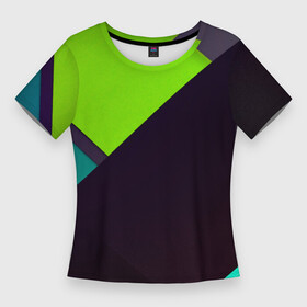 Женская футболка 3D Slim с принтом Метрика ,  |  | Тематика изображения на принте: green | линии | плетение | полосы | прикольные | текстуры