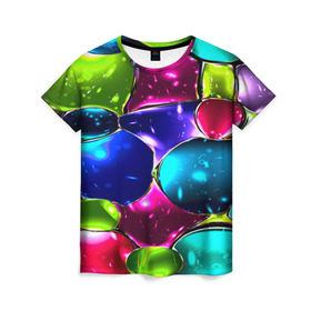 Женская футболка 3D с принтом Мозаика(стекло) , 100% полиэфир ( синтетическое хлопкоподобное полотно) | прямой крой, круглый вырез горловины, длина до линии бедер | green | абстракции | гранж | мозаика | стекло | текстуры