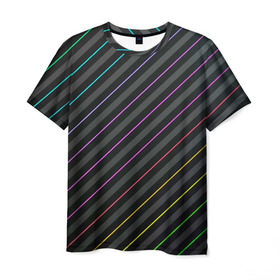Мужская футболка 3D с принтом Полосы , 100% полиэфир | прямой крой, круглый вырез горловины, длина до линии бедер | red | линии | плетение | полосы | прикольные | текстуры