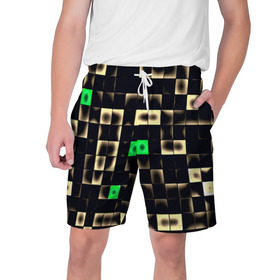 Мужские шорты 3D с принтом Minecraft ,  полиэстер 100% | прямой крой, два кармана без застежек по бокам. Мягкая трикотажная резинка на поясе, внутри которой широкие завязки. Длина чуть выше колен | Тематика изображения на принте: game | minecraft | игры | пиксели | популярные | прикольные