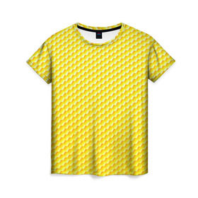 Женская футболка 3D с принтом Соты , 100% полиэфир ( синтетическое хлопкоподобное полотно) | прямой крой, круглый вырез горловины, длина до линии бедер | yellow | вкусные | еда | желтый | прикольные | пчелы | соты