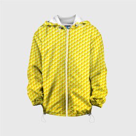 Детская куртка 3D с принтом Соты , 100% полиэстер | застежка — молния, подол и капюшон оформлены резинкой с фиксаторами, по бокам — два кармана без застежек, один потайной карман на груди, плотность верхнего слоя — 90 г/м2; плотность флисового подклада — 260 г/м2 | Тематика изображения на принте: yellow | вкусные | еда | желтый | прикольные | пчелы | соты