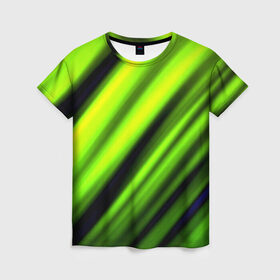 Женская футболка 3D с принтом Green fon , 100% полиэфир ( синтетическое хлопкоподобное полотно) | прямой крой, круглый вырез горловины, длина до линии бедер | линии | новые | полосы | популярные | прикольные | текстуры
