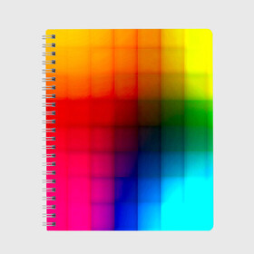 Тетрадь с принтом Кубики , 100% бумага | 48 листов, плотность листов — 60 г/м2, плотность картонной обложки — 250 г/м2. Листы скреплены сбоку удобной пружинной спиралью. Уголки страниц и обложки скругленные. Цвет линий — светло-серый
 | градиент | разноцветный | цвета | яркий