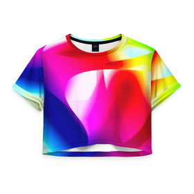 Женская футболка 3D укороченная с принтом Радужный , 100% полиэстер | круглая горловина, длина футболки до линии талии, рукава с отворотами | абстракт | абстракции | иллюзия | прикольные | текстуры