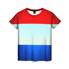 Женская футболка 3D с принтом Триколор , 100% полиэфир ( синтетическое хлопкоподобное полотно) | прямой крой, круглый вырез горловины, длина до линии бедер | new | краска | патриот | полосы | прикольные | триколор