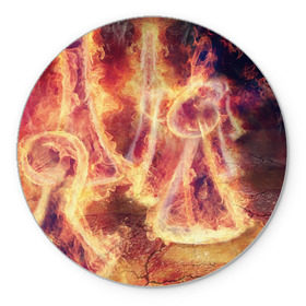 Коврик круглый с принтом Фигуры из пламени , резина и полиэстер | круглая форма, изображение наносится на всю лицевую часть | пламя