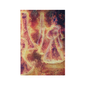 Обложка для паспорта матовая кожа с принтом Фигуры из пламени , натуральная матовая кожа | размер 19,3 х 13,7 см; прозрачные пластиковые крепления | Тематика изображения на принте: пламя