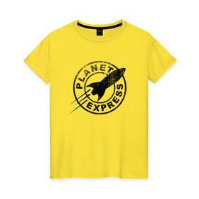 Женская футболка хлопок с принтом Планетарный экспресс , 100% хлопок | прямой крой, круглый вырез горловины, длина до линии бедер, слегка спущенное плечо | futurama | planet express | планетарный эк | футурама