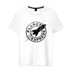 Мужская футболка хлопок с принтом Планетарный экспресс , 100% хлопок | прямой крой, круглый вырез горловины, длина до линии бедер, слегка спущенное плечо. | futurama | planet express | планетарный эк | футурама