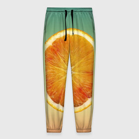 Мужские брюки 3D с принтом Апельсиновый рай , 100% полиэстер | манжеты по низу, эластичный пояс регулируется шнурком, по бокам два кармана без застежек, внутренняя часть кармана из мелкой сетки | апельсин | градиент | жёлтый | зелёный | оранжевый