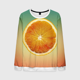 Мужской свитшот 3D с принтом Апельсиновый рай , 100% полиэстер с мягким внутренним слоем | круглый вырез горловины, мягкая резинка на манжетах и поясе, свободная посадка по фигуре | апельсин | градиент | жёлтый | зелёный | оранжевый