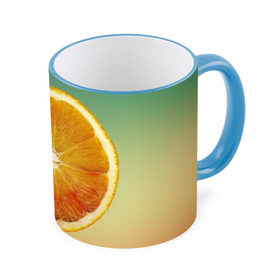 Кружка 3D с принтом Апельсиновый рай , керамика | ёмкость 330 мл | апельсин | градиент | жёлтый | зелёный | оранжевый