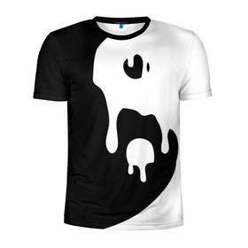 Мужская футболка 3D спортивная с принтом Инь Янь , 100% полиэстер с улучшенными характеристиками | приталенный силуэт, круглая горловина, широкие плечи, сужается к линии бедра | белое | гармония | инь | краска | черное | янь