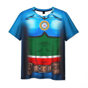 Мужская футболка 3D с принтом Капитан Чечня , 100% полиэфир | прямой крой, круглый вырез горловины, длина до линии бедер | Тематика изображения на принте: 95 | капитан | супергерой | флаг | чеченец