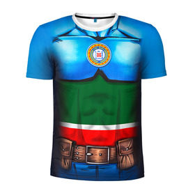 Мужская футболка 3D спортивная с принтом Капитан Чечня , 100% полиэстер с улучшенными характеристиками | приталенный силуэт, круглая горловина, широкие плечи, сужается к линии бедра | Тематика изображения на принте: 95 | капитан | супергерой | флаг | чеченец