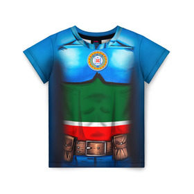 Детская футболка 3D с принтом Капитан Чечня , 100% гипоаллергенный полиэфир | прямой крой, круглый вырез горловины, длина до линии бедер, чуть спущенное плечо, ткань немного тянется | 95 | капитан | супергерой | флаг | чеченец