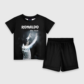 Детский костюм с шортами 3D с принтом RONALDO the best ,  |  | Тематика изображения на принте: real madrid | ronaldo | реал | роналдо | футбол