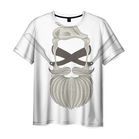 Мужская футболка 3D с принтом Хипстер стайл , 100% полиэфир | прямой крой, круглый вырез горловины, длина до линии бедер | борода | бритва | усы | хипстер