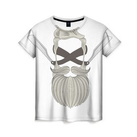 Женская футболка 3D с принтом Хипстер стайл , 100% полиэфир ( синтетическое хлопкоподобное полотно) | прямой крой, круглый вырез горловины, длина до линии бедер | борода | бритва | усы | хипстер