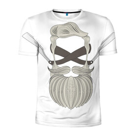 Мужская футболка 3D спортивная с принтом Хипстер стайл , 100% полиэстер с улучшенными характеристиками | приталенный силуэт, круглая горловина, широкие плечи, сужается к линии бедра | борода | бритва | усы | хипстер