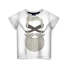 Детская футболка 3D с принтом Хипстер стайл , 100% гипоаллергенный полиэфир | прямой крой, круглый вырез горловины, длина до линии бедер, чуть спущенное плечо, ткань немного тянется | борода | бритва | усы | хипстер