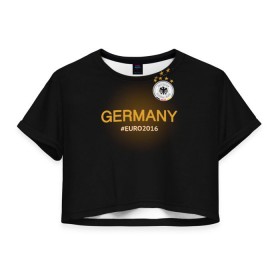Женская футболка 3D укороченная с принтом Сборная Германии 2016 , 100% полиэстер | круглая горловина, длина футболки до линии талии, рукава с отворотами | germany