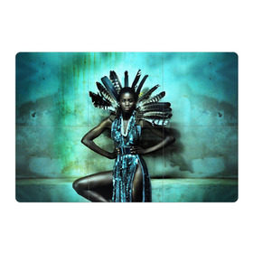 Магнитный плакат 3Х2 с принтом Африканская девушка , Полимерный материал с магнитным слоем | 6 деталей размером 9*9 см | Тематика изображения на принте: африка | африканская девушка | в перьях | модель | перья