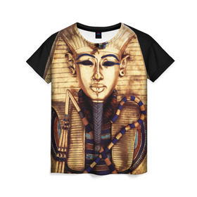 Женская футболка 3D с принтом Хатшепсут , 100% полиэфир ( синтетическое хлопкоподобное полотно) | прямой крой, круглый вырез горловины, длина до линии бедер | египет | женщина | золото | маска | фараон египта | хатшепсут