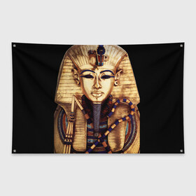Флаг-баннер с принтом Хатшепсут , 100% полиэстер | размер 67 х 109 см, плотность ткани — 95 г/м2; по краям флага есть четыре люверса для крепления | египет | женщина | золото | маска | фараон египта | хатшепсут