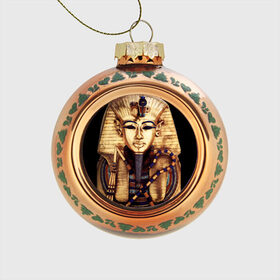Стеклянный ёлочный шар с принтом Хатшепсут , Стекло | Диаметр: 80 мм | египет | женщина | золото | маска | фараон египта | хатшепсут