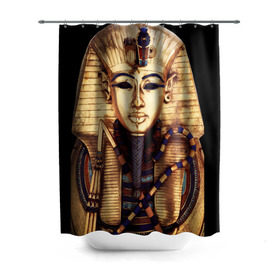 Штора 3D для ванной с принтом Хатшепсут , 100% полиэстер | плотность материала — 100 г/м2. Стандартный размер — 146 см х 180 см. По верхнему краю — пластиковые люверсы для креплений. В комплекте 10 пластиковых колец | Тематика изображения на принте: египет | женщина | золото | маска | фараон египта | хатшепсут